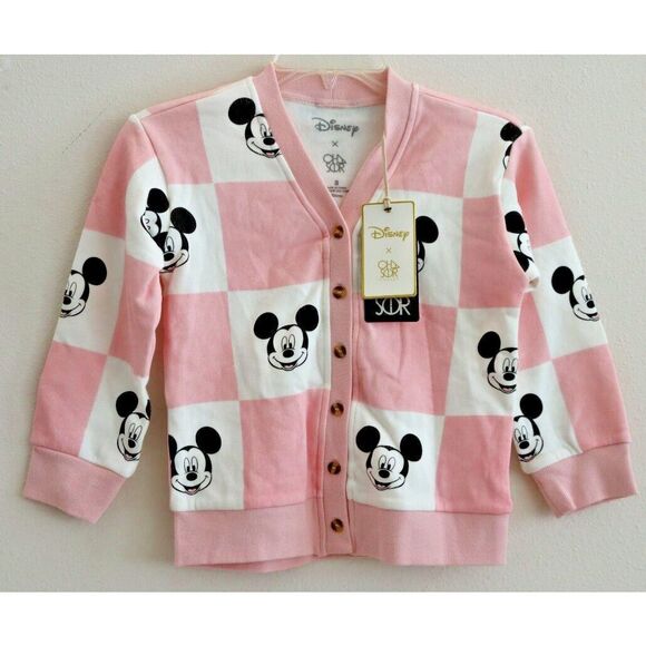 Disney x Chaser CG219 Girl's Sz 8 Almond Blossom Mickey Mouse Cardigan Sweater - Picture 1 of 7